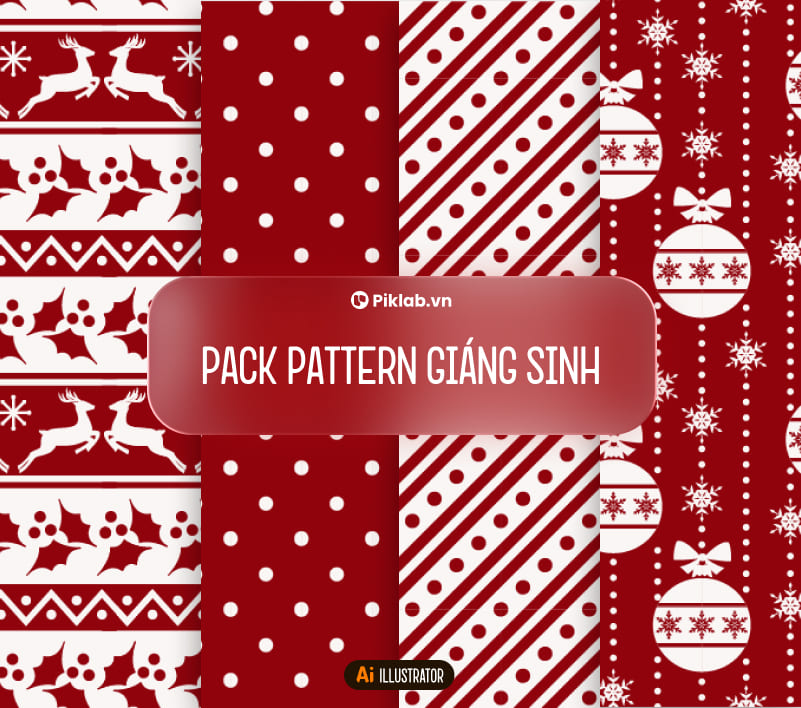 Noel Christmas Design Pattern Pack, Bộ Pattern Hoa Văn Giáng Sinh Đẹp Cho Thiết Kế, Họa Tiết Tuần Lộc, Chấm Bi, Kẻ Sọc Chéo, Bóng Trang Trí